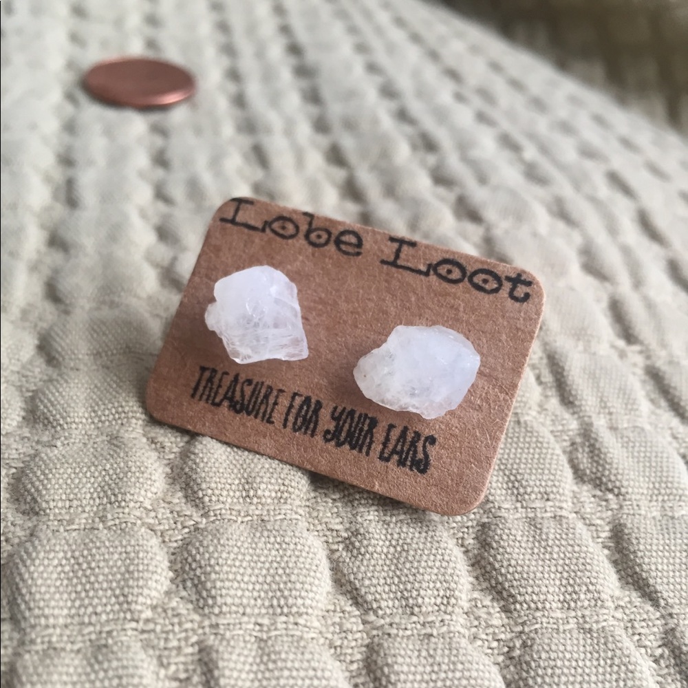 Raw Natural Moonstone Gemstone Earrings